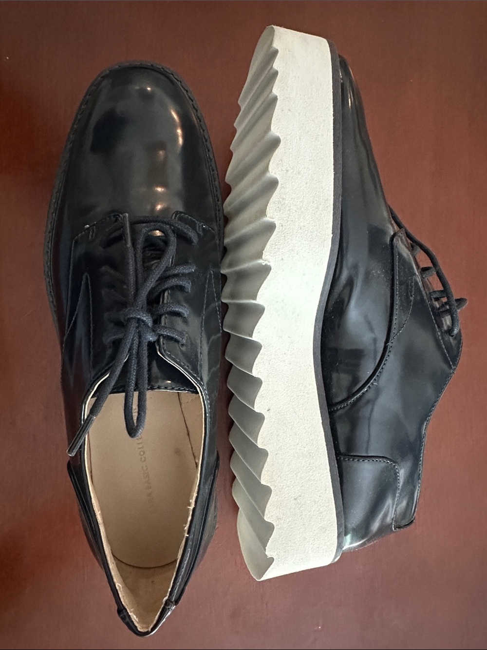 ZARA Derby Platform Bluchers Faux Leather Lace-Up Almond Shoes
